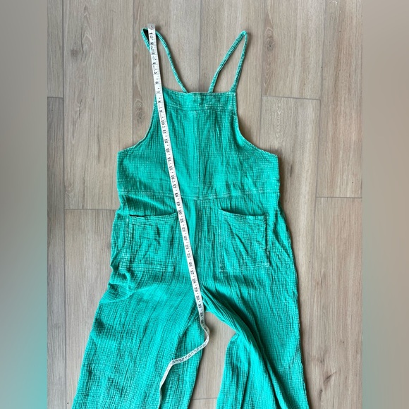 Easel Here I Am Mineral Washed Green Cotton Wide Leg Jumpsuit Boho L - Picture 15 of 16